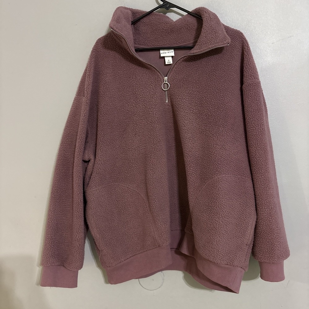 Ava & Viv Fleece Lavender Pastel Purple 1/4 Zip Size XL Pullover